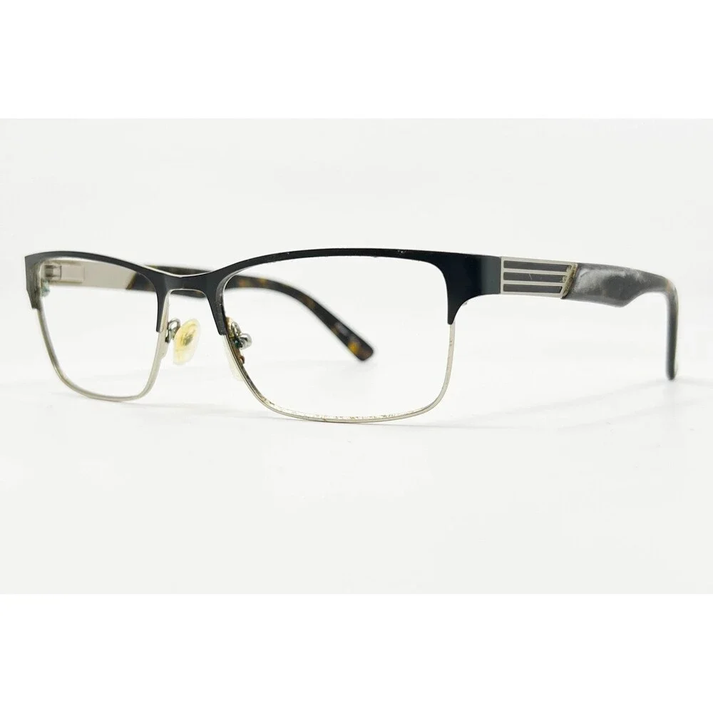 Alexander Julian Eyeglasses Mens Black Foil Tortoise Shell Rectangular 55-17-140